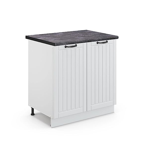 Vicco Unterschrank Fame-Line, Weiß Landhaus/Weiß, 80 cm ohne Arbeitsplatte günstig online kaufen