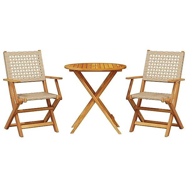 vidaXL 3-Tlg Bistro-Set Beige Poly Rattan und Massivholz 3281852 günstig online kaufen
