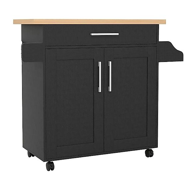 Costway Kücheninselwagen mit Schublade Schwarz 111 x 40 x 90 cm günstig online kaufen