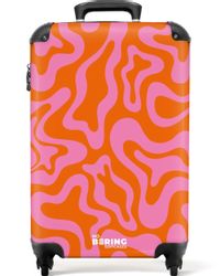 NoBoringSuitcases.com© Hartschalen-Trolley Orange mit rosa abstraktem günstig online kaufen