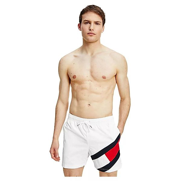 Tommy Hilfiger – Badeshorts in Weiß mit seitlichem Logo günstig online kaufen
