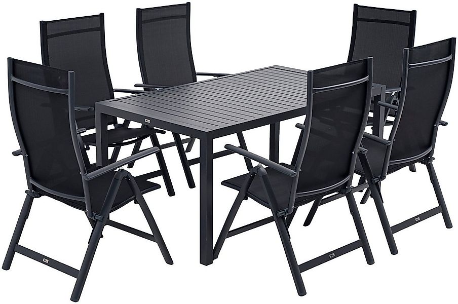 KONIFERA Garten-Essgruppe Messina, (Set, 7-tlg., 6x Sessel, 1x Tisch 160x90 günstig online kaufen
