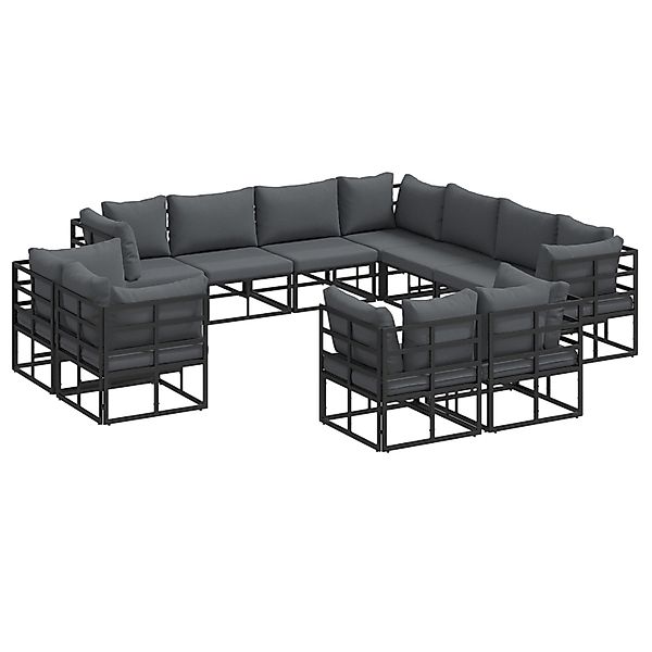 vidaXL Garten-Sofa-Set mit Kissen 11-Tlg Schwarz Aluminium 3378932 günstig online kaufen