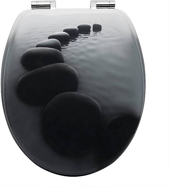 Woltu WC-Sitz (1-St), WC-Sitz MDF Schwarze Steinen mit Absenkautomatik günstig online kaufen