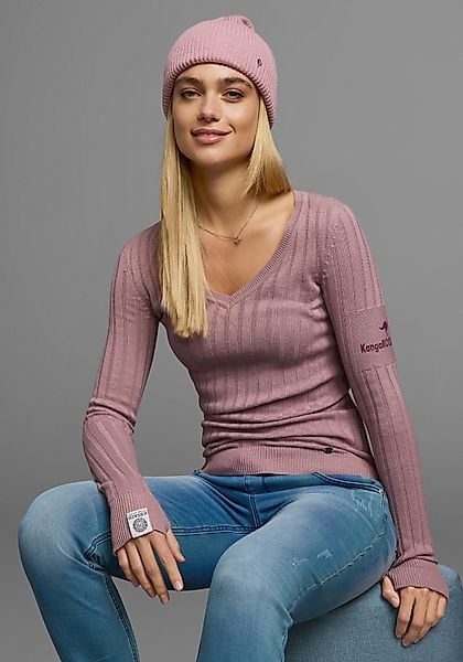 KangaROOS V-Ausschnitt-Pullover in breit geripptem Feinstrick günstig online kaufen