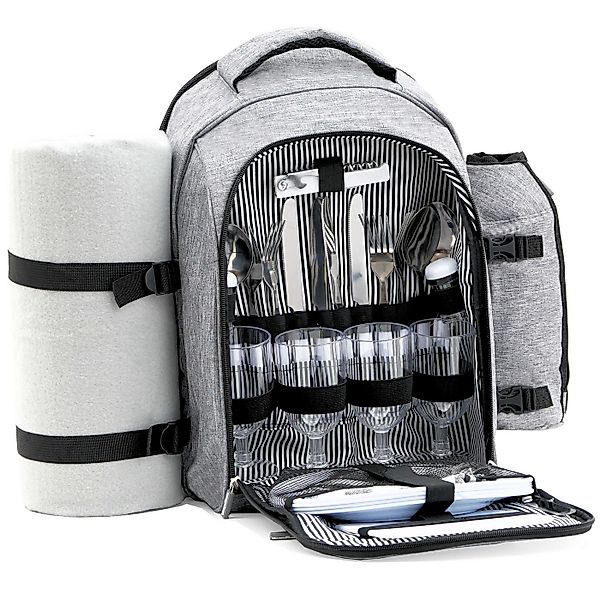 CampFeuer Freizeitrucksack Picknickrucksack 32-teilig, Picknickset für 4 Pe günstig online kaufen