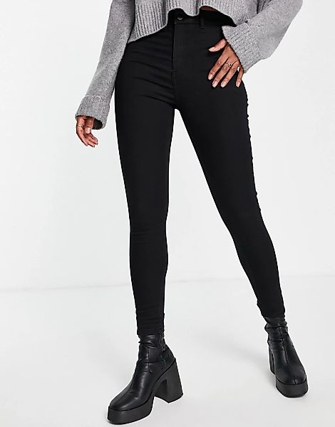 Miss Selfridge – Steffi – Eng geschnittene Jeans mit sehr hohem Bund in Sch günstig online kaufen