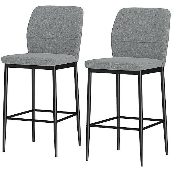 HOMCOM Set 2 Barhocker aus Samt, moderne hohe Stühle mit Fußstütze und Rück günstig online kaufen