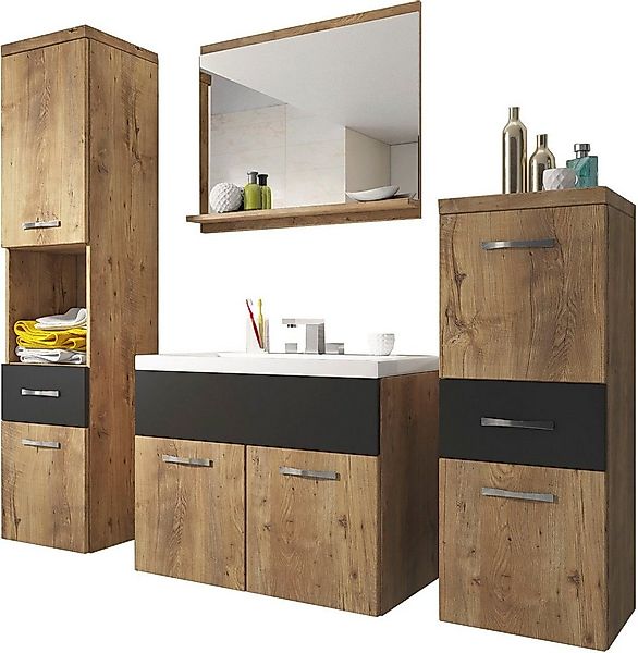 welltime Badmöbel-Set ELDA, (Komplett-Set, 5-St), Waschtisch inkl. Waschbec günstig online kaufen