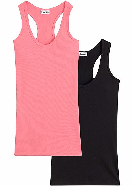 bonprix Tanktop Packung, 2 Ringerrücken, Ripp-Qualität günstig online kaufen
