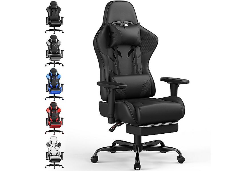 HOMALL Gaming-Stuhl Verstellbare Armlehnen,Kopfstütze,Lendenkissen,Fußstütz günstig online kaufen