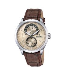 Festina Quarzuhr Herrenuhr Beiges Zifferblatt, Braunes günstig online kaufen