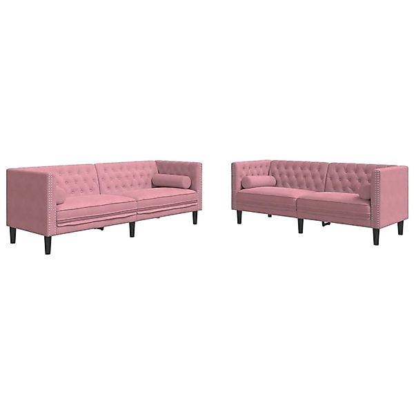 vidaXL 2-Tlg Chesterfield-Sofa-Set mit Nackenrollen Rosa Samt 3209294 günstig online kaufen