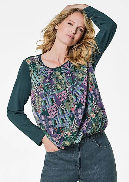 GOLDNER Shirtbluse Langarm Chiffonbluse mit Patch-Druck günstig online kaufen