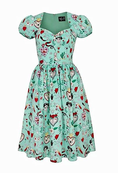 Hell Bunny Midikleid Tijuana Rockabilly Tattoo Skull Rosen Rockabella Blume günstig online kaufen