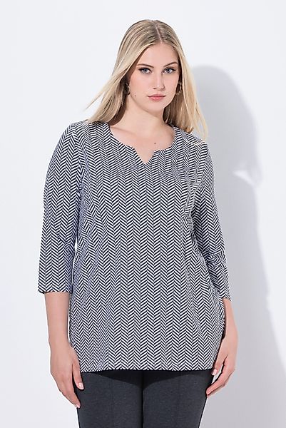 Ulla Popken T-Shirt Shirt Fischgrat A-Linie günstig online kaufen