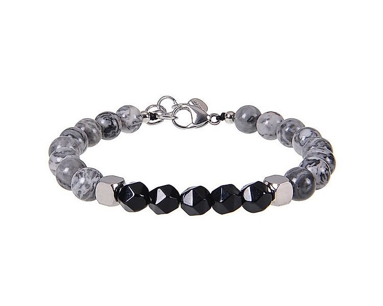 KARMA Perlenarmband Armband Herren Obsidian Grau Schwarz Armschmuck Edelste günstig online kaufen