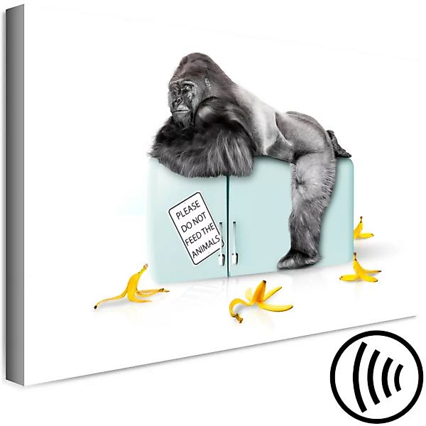 Wandbild Beschlagnahmter Kühlschrank - lustiges Foto mit Gorilla und Aufsch günstig online kaufen