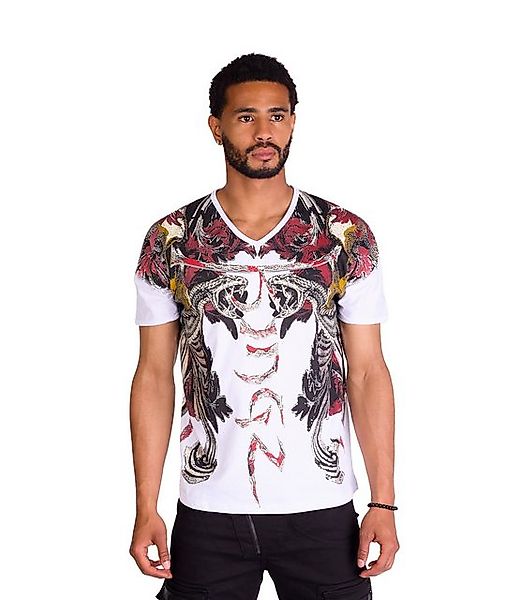 KINGZ T-Shirt Totenkopf Shirt mit All-Over Print Weiß XXL günstig online kaufen