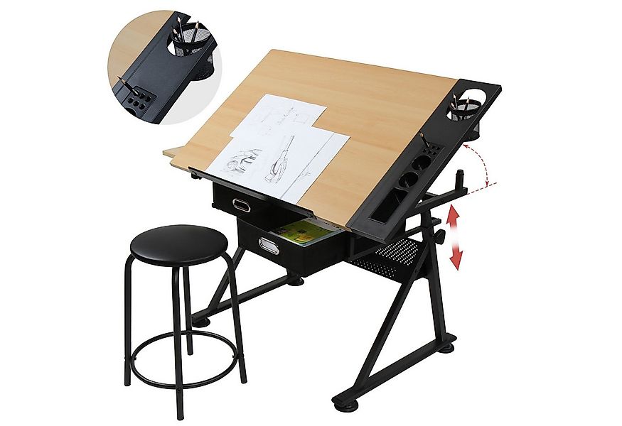 MIADOMODO Zeichentisch Zeichentisch Höhenverstellbar Schreibtisch Arbeitsti günstig online kaufen