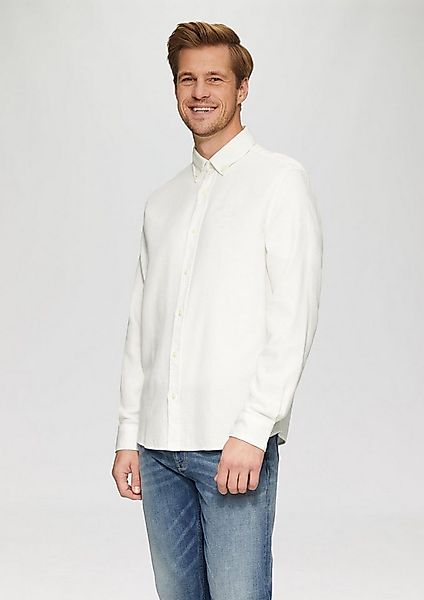 s.Oliver Langarmhemd Hemd Regular Fit: Strukturiertes Baumwollhemd mit Butt günstig online kaufen