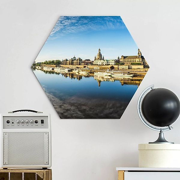 Hexagon-Alu-Dibond Bild Die Weiße Flotte von Dresden günstig online kaufen