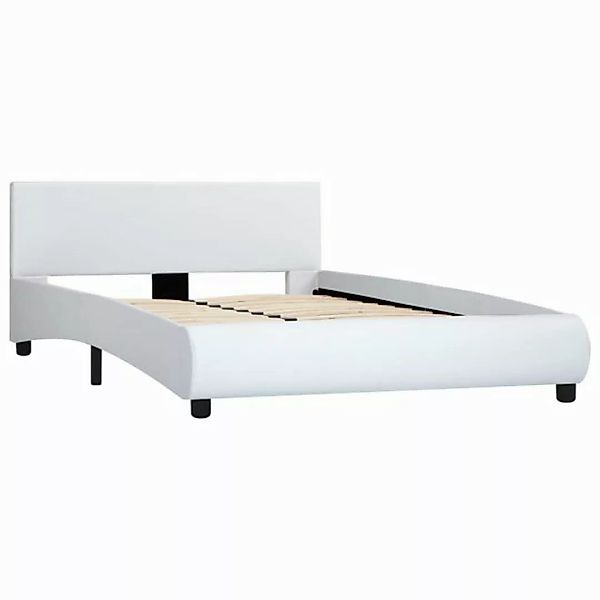 vidaXL Bettgestell Bettgestell Weiß Kunstleder 140 x 200 cm Bett Bettrahmen günstig online kaufen