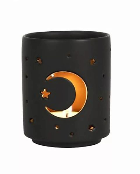 Schwarzer Teelichthalter mit Mond & Sterne Partydeko schwarz günstig online kaufen