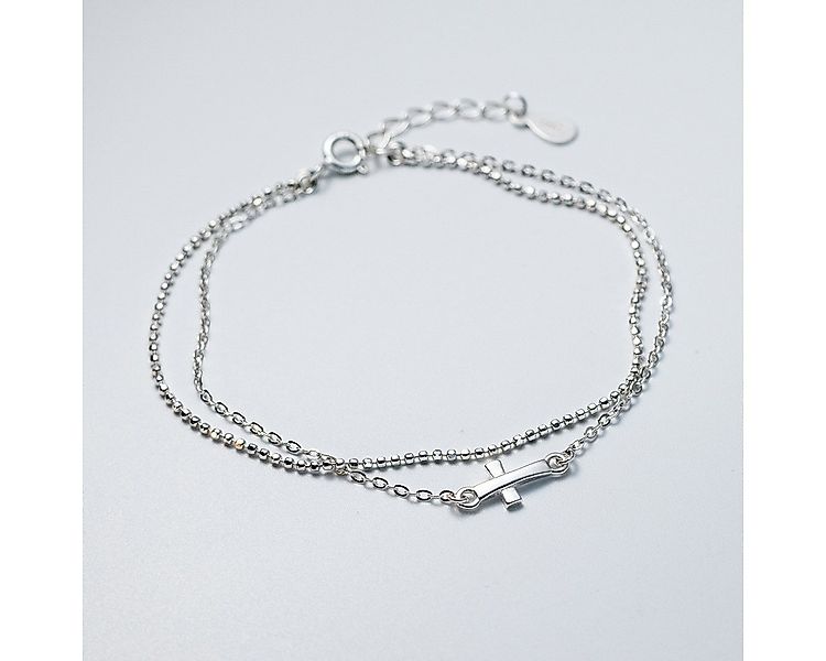 Color Design Armband S925 Silber Armband Damen mit Kreuz Anhänger doppelrei günstig online kaufen