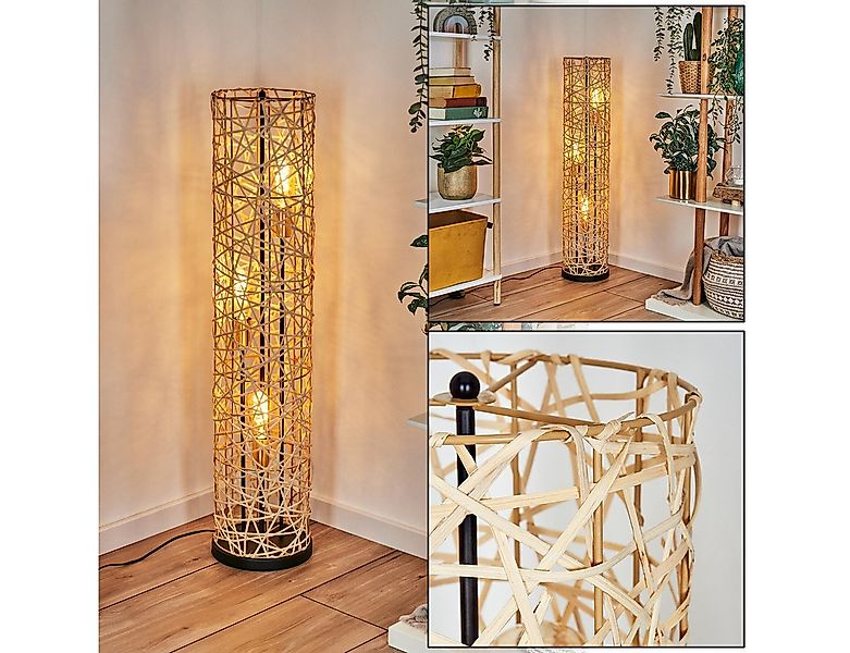 hofstein Stehlampe Stehlampe aus Metall/Bambus in Schwarz/Gold/Natur mit Li günstig online kaufen
