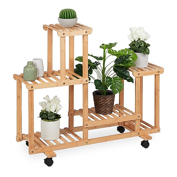 relaxdays Blumenständer Pflanzenregal Bambus günstig online kaufen