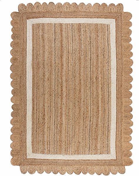 FLAIR RUGS Teppich "Grace aus Jute mit Muschelrandsaum" rechteckig 7 mm Höh günstig online kaufen