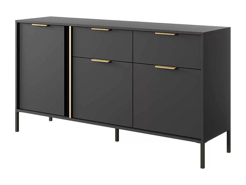 Sideboard mit 3 Türen & 2 Schubladen - Anthrazit & Goldfarben - PAVELI günstig online kaufen