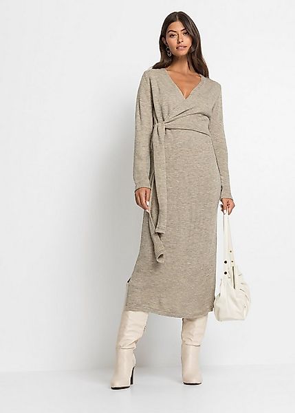 bonprix Strickkleid Midi-Strickkleid in Wickeloptik mit V-Ausschnitt günstig online kaufen