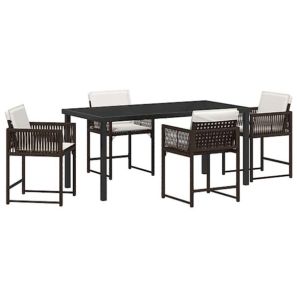 vidaXL Garten Essgruppe 5-Tlg Braun Poly Rattan 3380755 günstig online kaufen