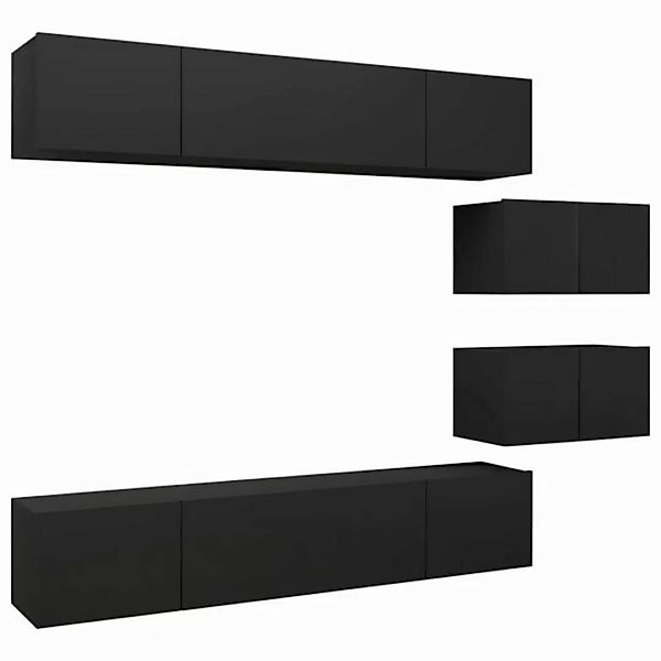 furnicato TV-Schrank 6-tlg. TV-Schrank-Set Schwarz Holzwerkstoff (1-St) günstig online kaufen