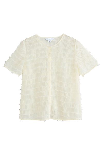 Next Kurzarmbluse Transparente kurzärmelige Button-down-Bluse (1-tlg) günstig online kaufen