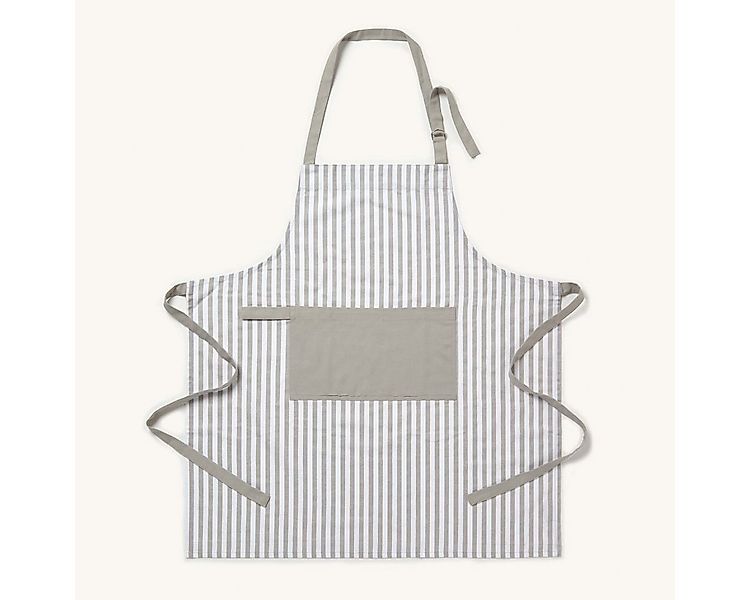 Homescapes Kochschürze Grau-weiß gestreifte Kochschürze aus 100% Baumwolle günstig online kaufen