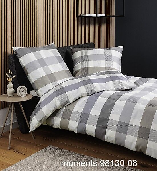 Janine Janine Mako-Satin Bettwäsche moments 98130 silber grau Größe:  135x2 günstig online kaufen