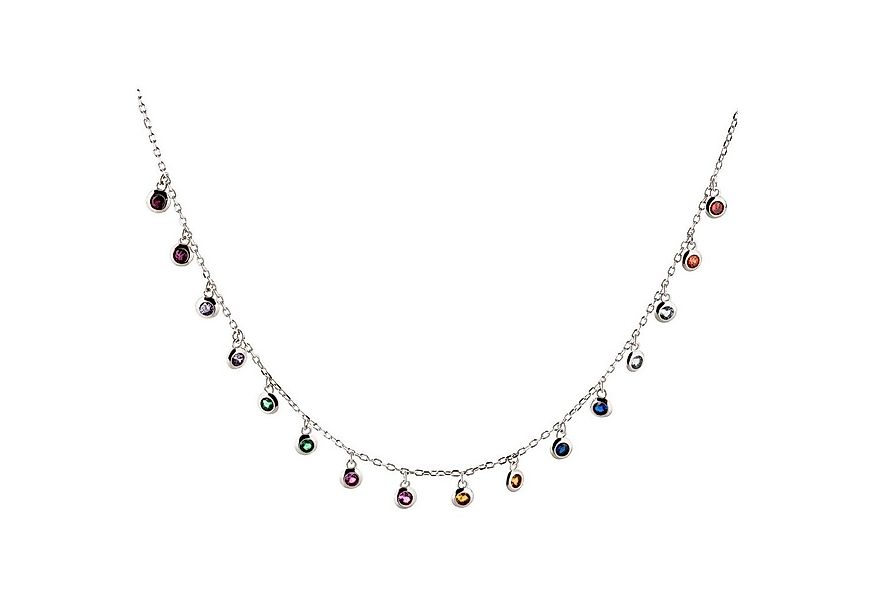 Schöner-SD Collier Silberkette viele kleine Anhänger bunt multicolor mehrfa günstig online kaufen