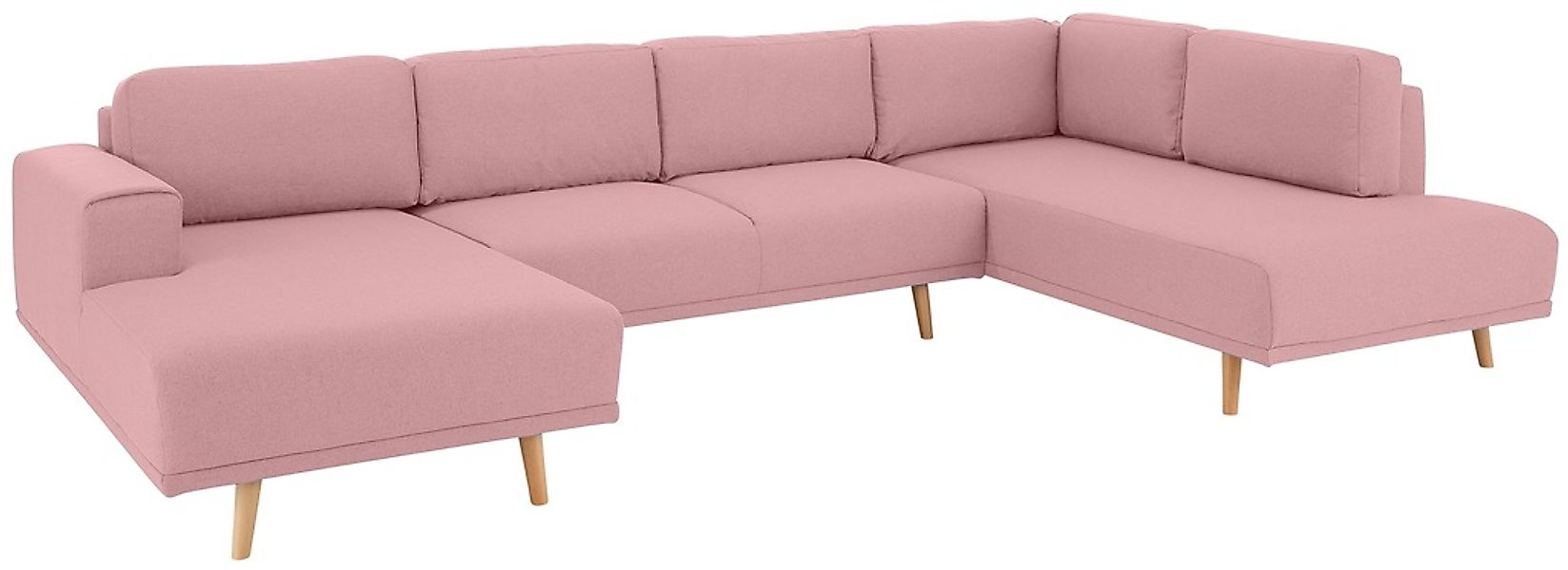 Home affaire Wohnlandschaft "Lasse U-Form", im scandinavischem Stil mit Hol günstig online kaufen
