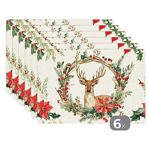 MuchoWow Platzset Weihnachtskranz - Hirsch - günstig online kaufen