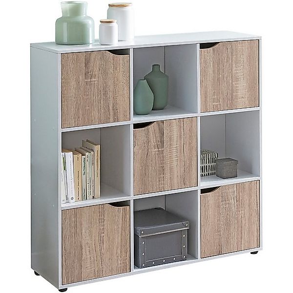 furnicato Bücherregal Sideboard SAMO 89 x 91 x 29 cm mit 9 Fächern Sonoma, günstig online kaufen