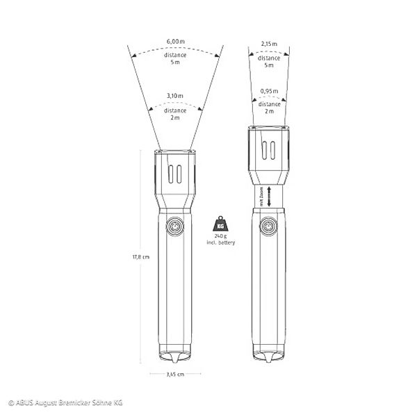 ABUS TL-517 LED-Taschenlampe, IP44, 17 cm günstig online kaufen
