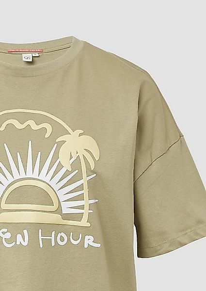 QS Kurzarmshirt Baumwollshirt mit Frontprint günstig online kaufen