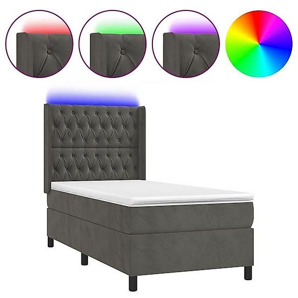 vidaXL Boxspringbett Boxspringbett mit Matratze LED Dunkelgrau 80x200 cm Sa günstig online kaufen