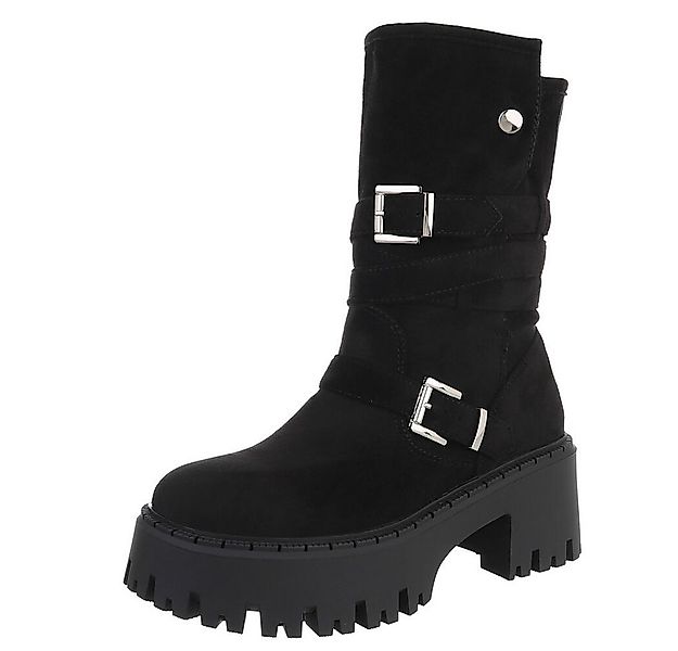 Ital-Design Modische Damen Stiefeletten mit Schnallen und Profilsohle Plate günstig online kaufen