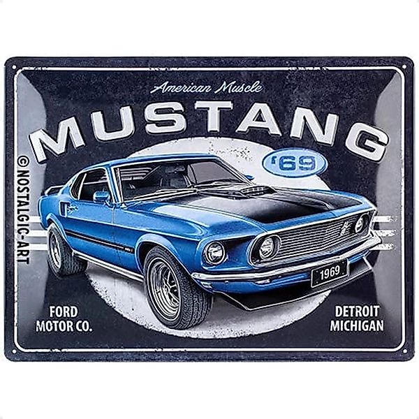 Nostalgic-Art Blechschild 30 x 40 cm - Ford - Ford Mustang Blue ´69 günstig online kaufen