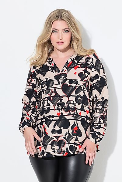 MIAMODA Longbluse Tunika Regular Fit Spielkarten-Muster günstig online kaufen