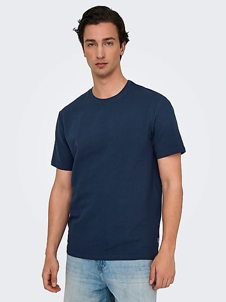 ONLY & SONS Rundhalsshirt "ONSKIAN LIFE REG SEERSUCKER SS TEE NOOS" günstig online kaufen